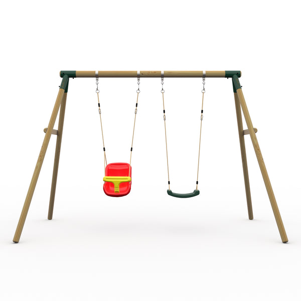 Plum® Marmoset™ Wooden Swing Set - Single Swing & Baby Seat
