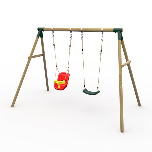 Plum® Marmoset™ Wooden Swing Set - Single Swing & Baby Seat