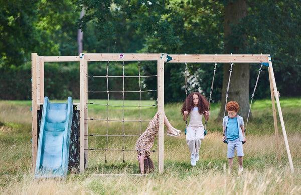 Plum® Wooden Climbing Cube Climbing Frame With Swing Arm