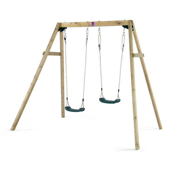 Plum Wooden Double Swing Set