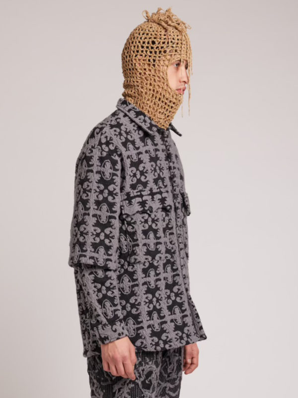 Plùs Que Ma Vìe 3D JACQUARD DOUBLE SLEEVES SHIRT BLACK AND GREY