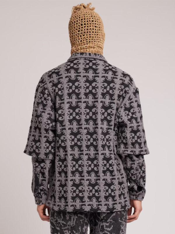 Plùs Que Ma Vìe 3D JACQUARD DOUBLE SLEEVES SHIRT BLACK AND GREY
