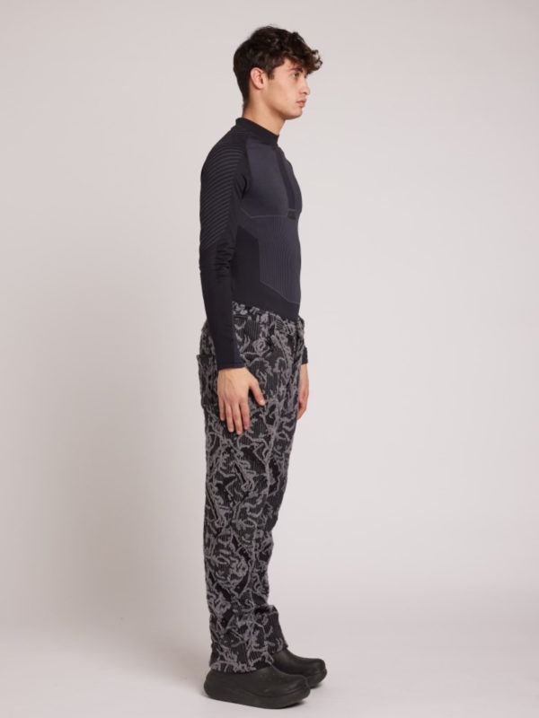 Plùs Que Ma Vìe 3D JACQUARD TROUSERS BLACK AND GREY