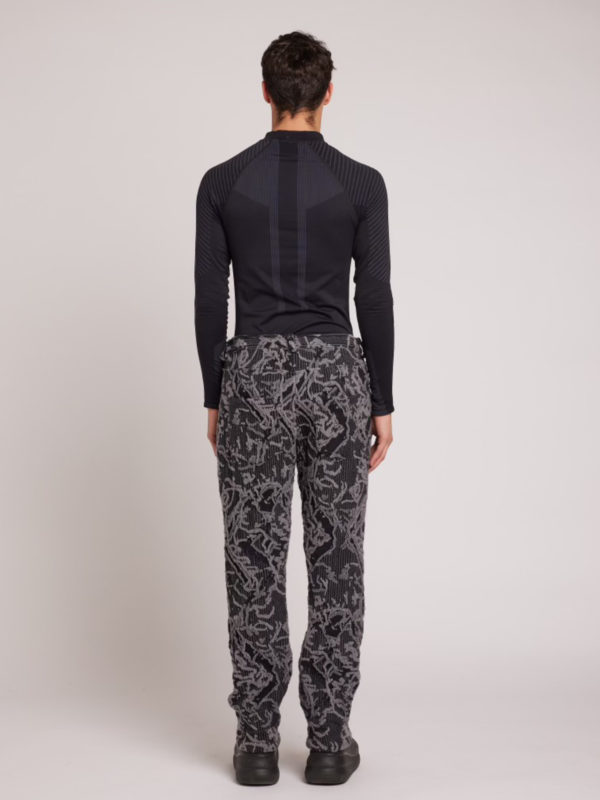 Plùs Que Ma Vìe 3D JACQUARD TROUSERS BLACK AND GREY