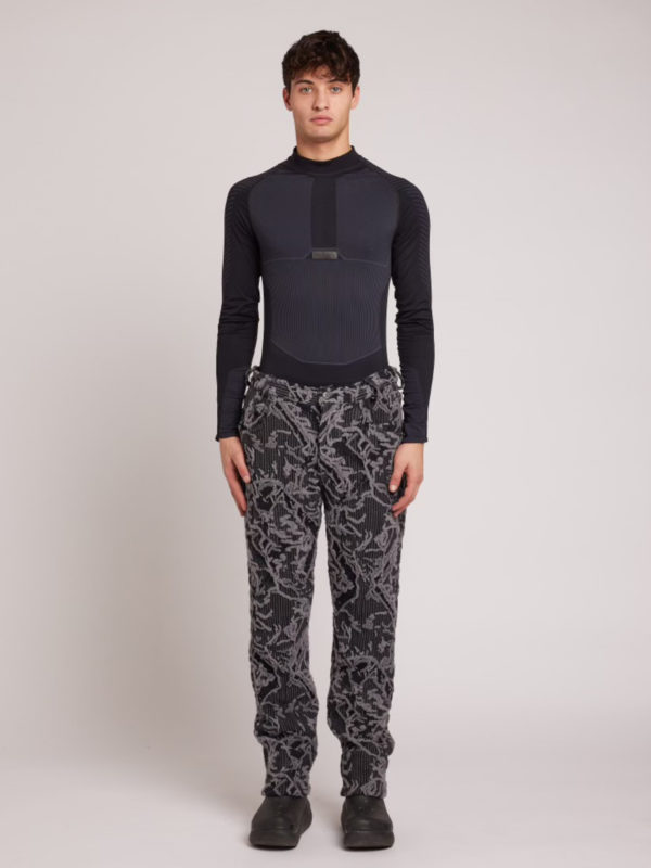 plùs que ma vìe 3D JACQUARD TROUSERS BLACK AND GREY