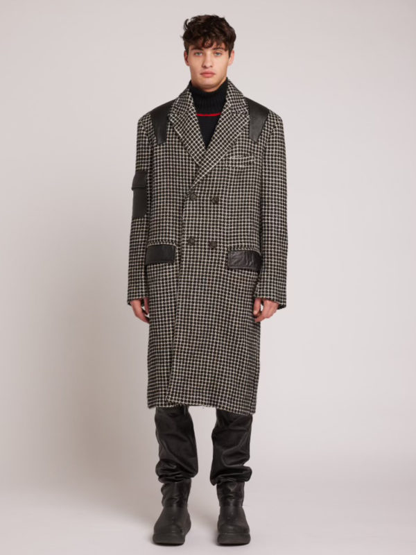 plùs que ma vìe CHECKERED LONG COAT BLACK AND WHITE