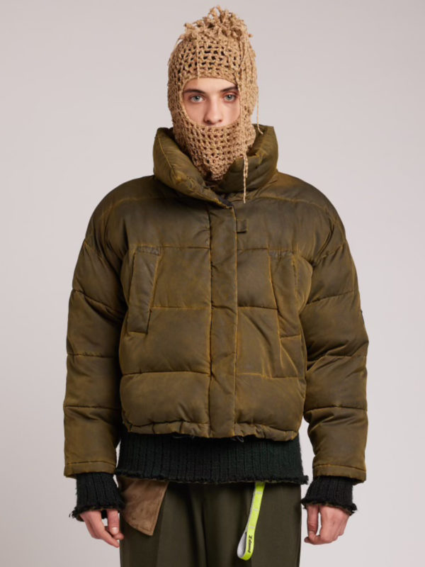 plùs que ma vìe DERMATEX ACID PUFFER COAT DARK YELLOW