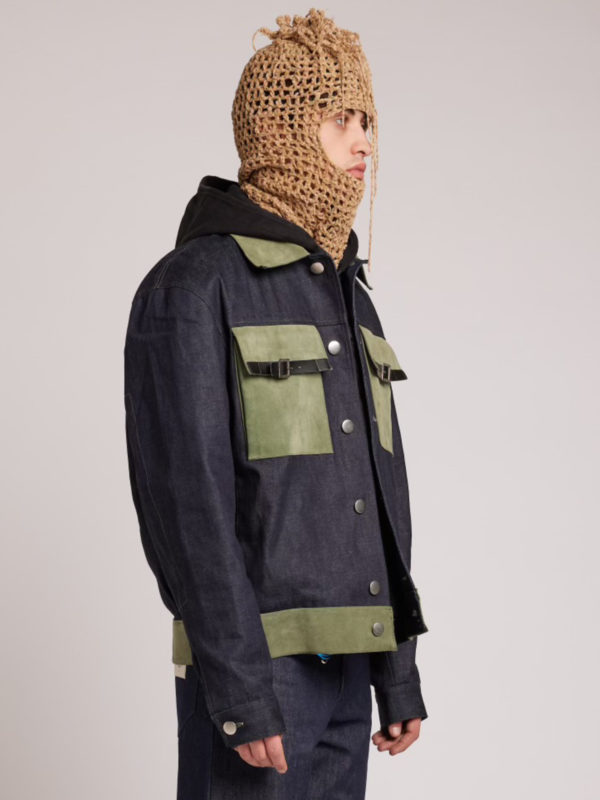 Plùs Que Ma Vìe DERMATEX DENIM JACKET BLUE DENIM AND GREEN