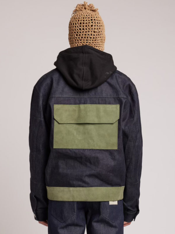 Plùs Que Ma Vìe DERMATEX DENIM JACKET BLUE DENIM AND GREEN