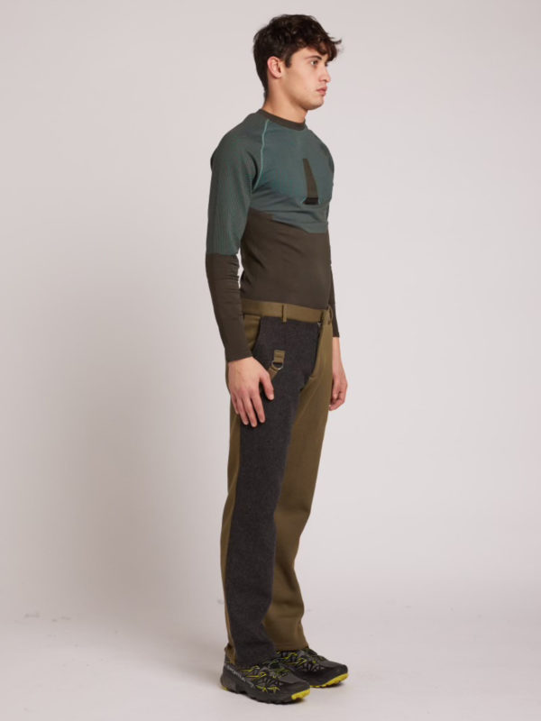 Plùs Que Ma Vìe DOUBLE FACE TROUSERS BLACK AND DARK GREEN