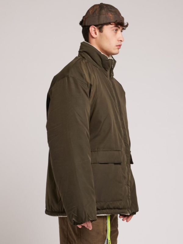 Plùs Que Ma Vìe GREEN MILITARY LONG REVERSIBLE COAT MILITARY GREEN / WHITE