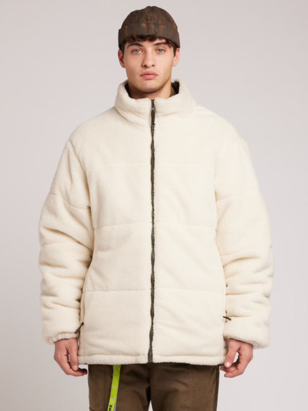Plùs Que Ma Vìe GREEN MILITARY LONG REVERSIBLE COAT MILITARY GREEN / WHITE