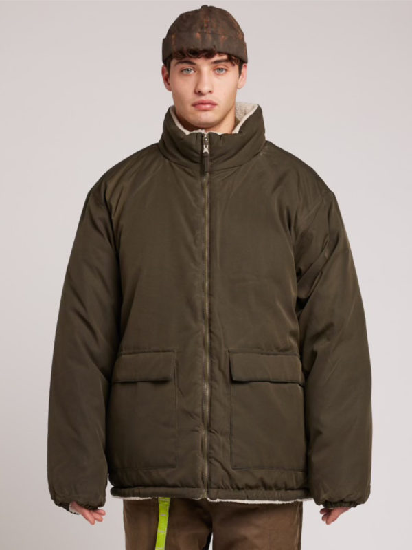 plùs que ma vìe GREEN MILITARY LONG REVERSIBLE COAT MILITARY GREEN / WHITE