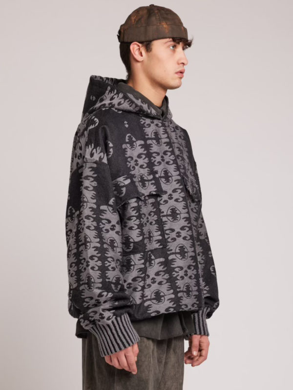 Plùs Que Ma Vìe 3D JACQUARD HOODIE BLACK AND GREY