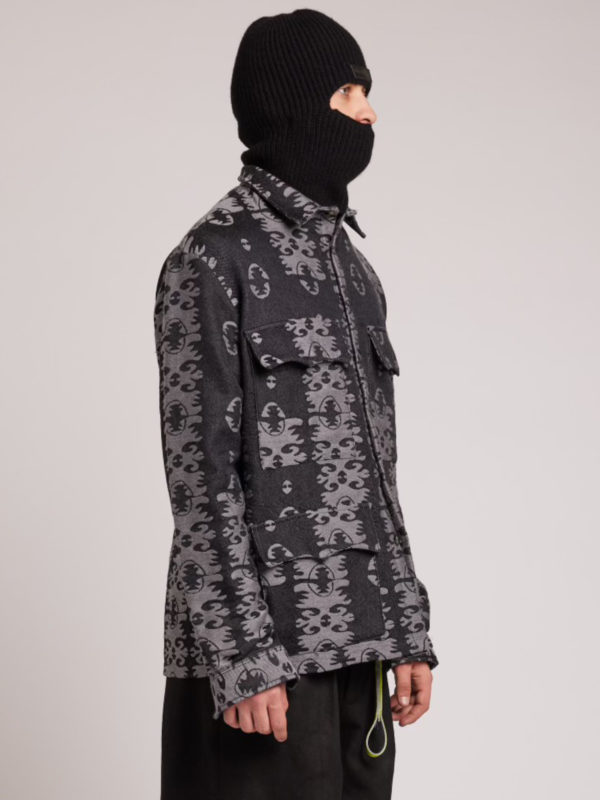 Plùs Que Ma Vìe 3D JACQUARD SHIRT BLACK AND GREY