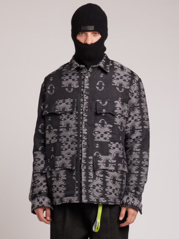 plùs que ma vìe 3D JACQUARD SHIRT BLACK AND GREY