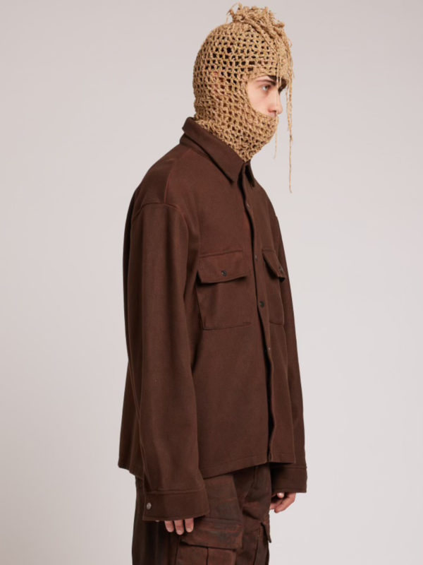 Plùs Que Ma Vìe DERMATEX WOOLEN SHIRT DARK BROWN