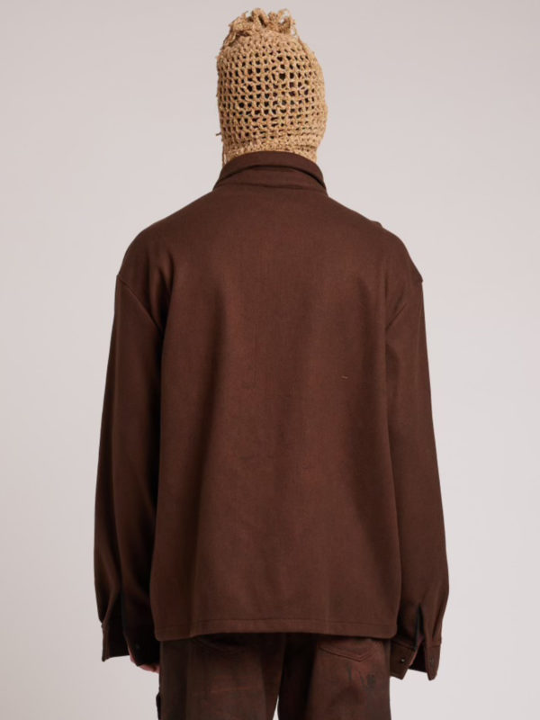 Plùs Que Ma Vìe DERMATEX WOOLEN SHIRT DARK BROWN