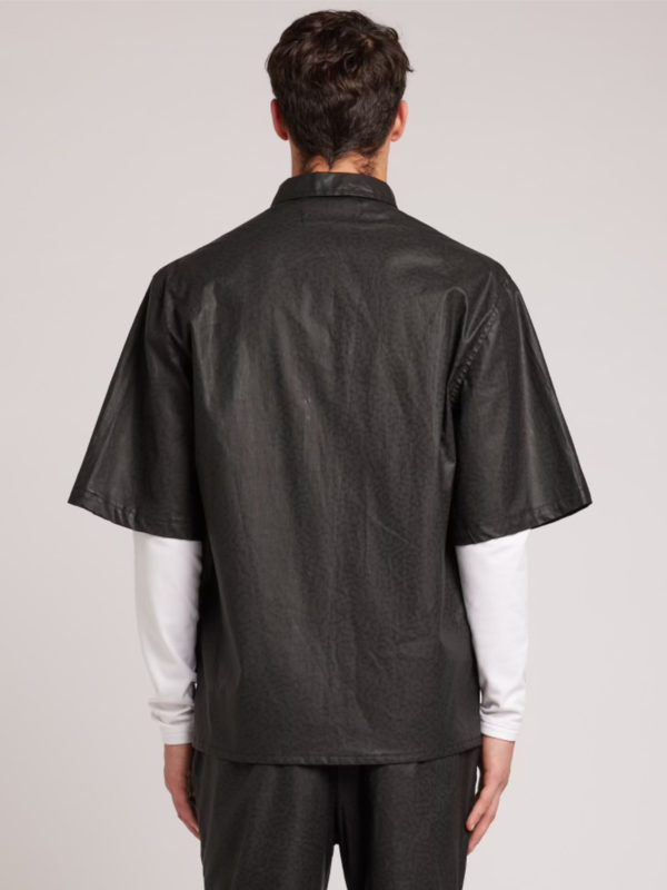 Plùs Que Ma Vìe LASERED LEATHER SHIRT BLACK