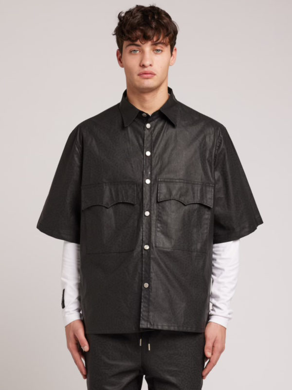 plùs que ma vìe LASERED LEATHER SHIRT BLACK