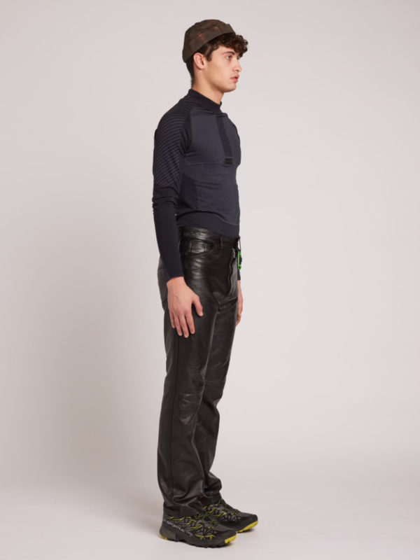 Plùs Que Ma Vìe LEATHER BLACK TROUSERS BLACK