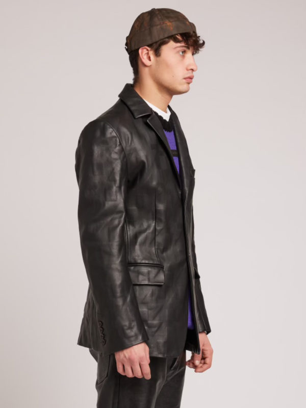 Plùs Que Ma Vìe LEATHER LASERED BLAZER BLACK
