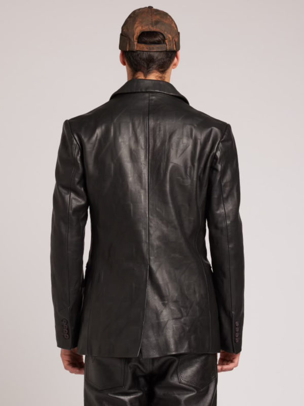 Plùs Que Ma Vìe LEATHER LASERED BLAZER BLACK