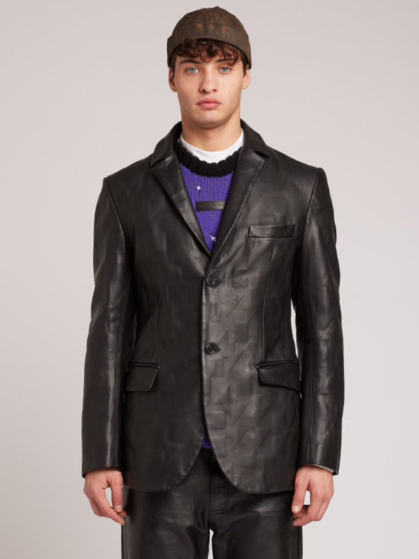 plùs que ma vìe LEATHER LASERED BLAZER BLACK