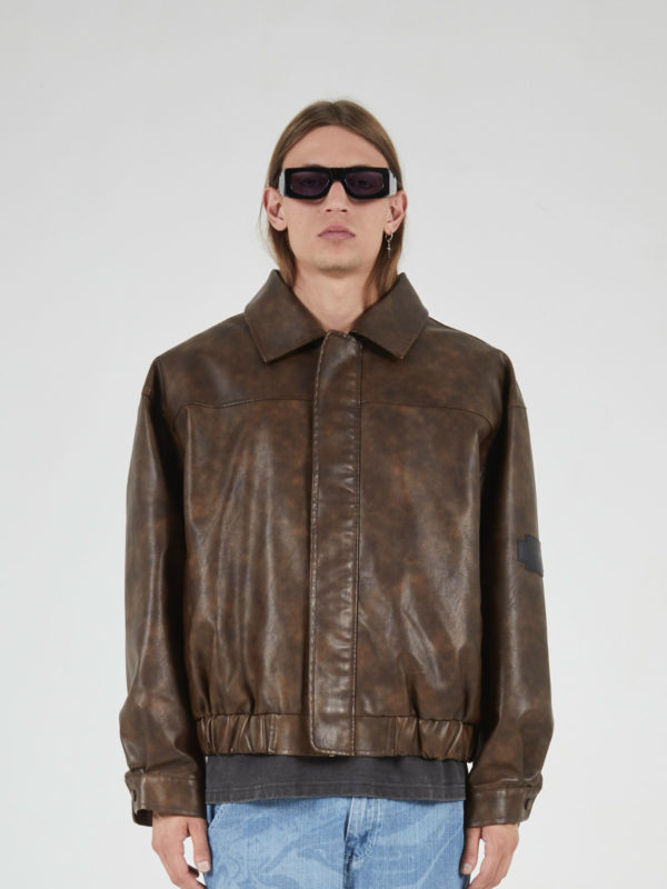 plùs que ma vìe SS25 ECO LEATHER JACKET BROWN