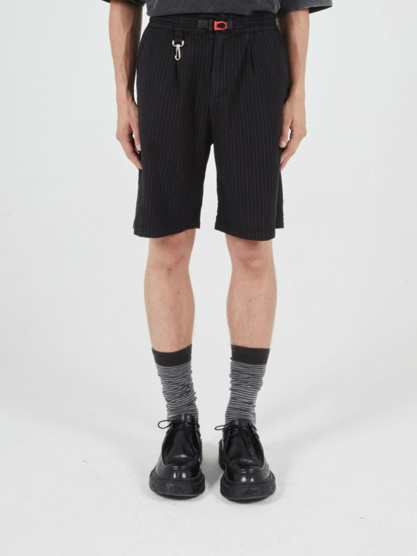 plùs que ma vìe SS25 STRIPED SHORTS BLACK