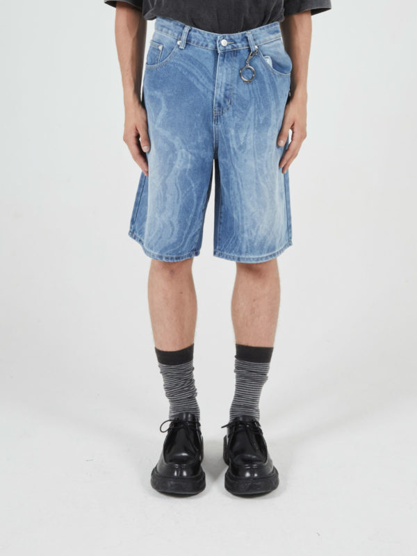 plùs que ma vìe SS25 LASERED DENIM SHORTS BLUE DENIM