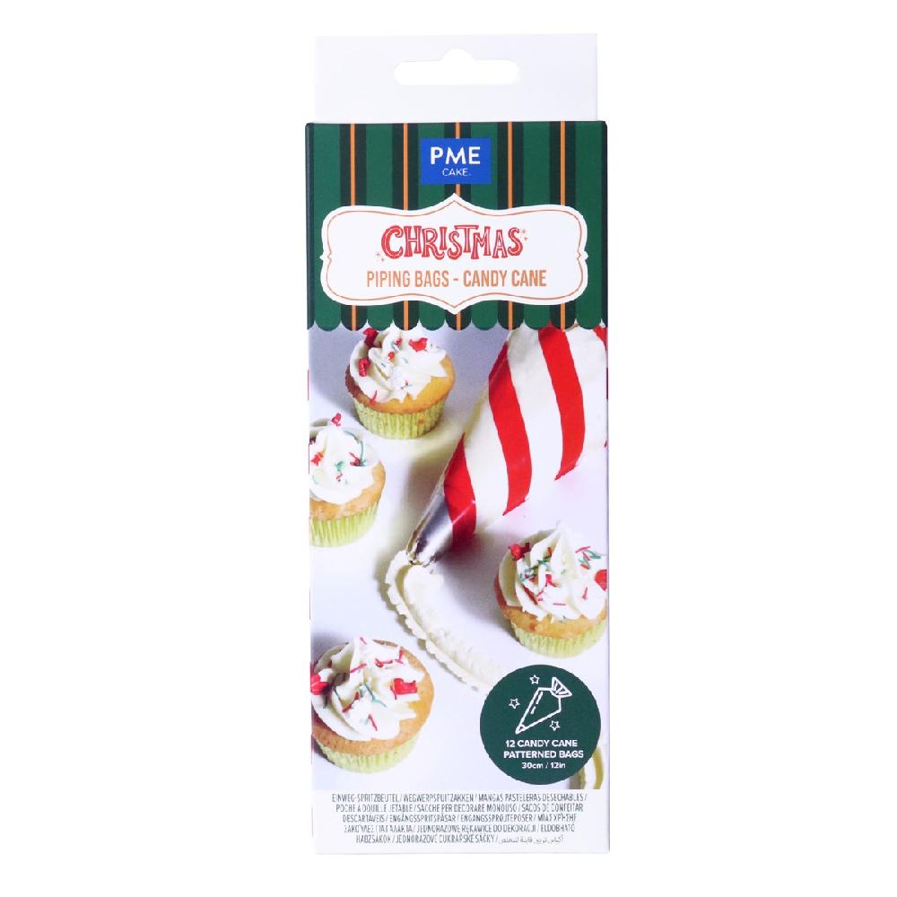 Pme 12 Christmas Disposable Icing Piping Bags - Candy Cane