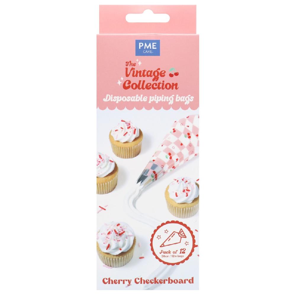 Pme 12 Disposable Icing Piping Bags - Cherry Checkerboard