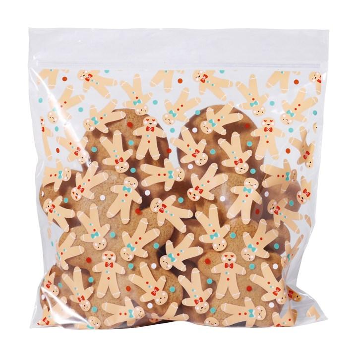 Pme 20 Christmas Plastic Resealable Treat Bags - Gingerbread