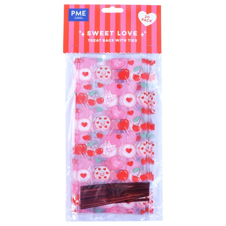 pme 20 Valentines Party Treat Bags - Sweet Love (Rectangle)