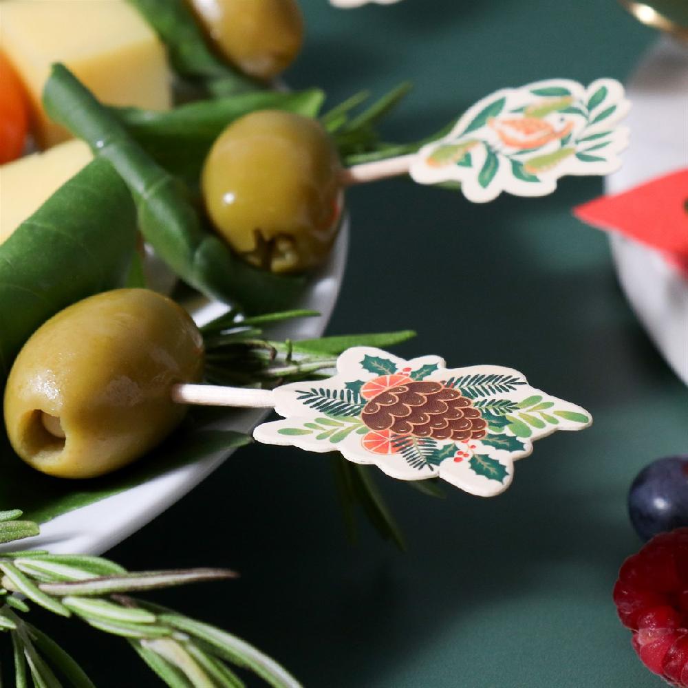 Pme Christmas Appetizer Treat Picks - Festive Foliage (Pack Of 24)