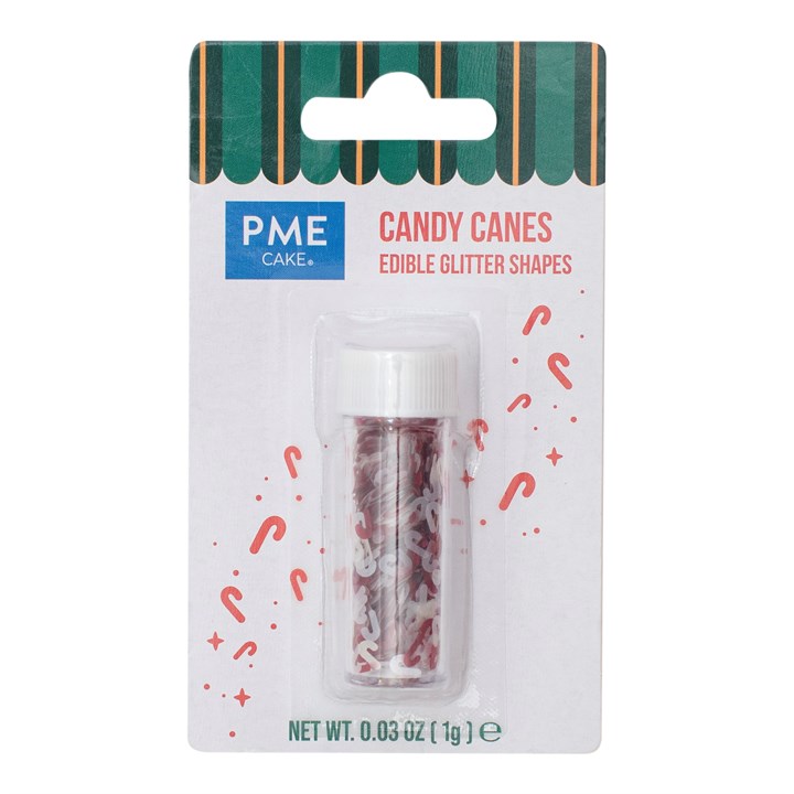 pme Christmas Candy Cane Edible Glitter Shapes (1g / 0.03oz)