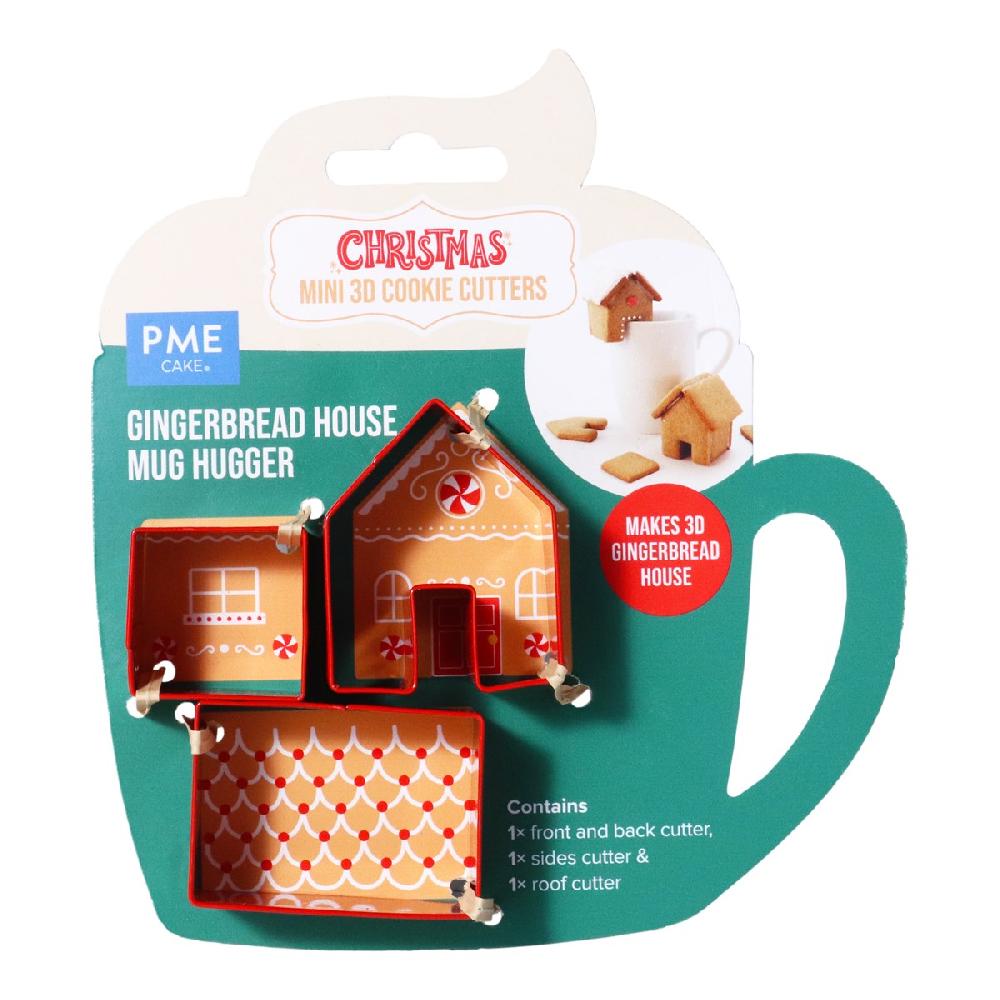 Pme Christmas Cookie Cutters - Mini Gingerbread House - Mug Hugger (Set Of 3)