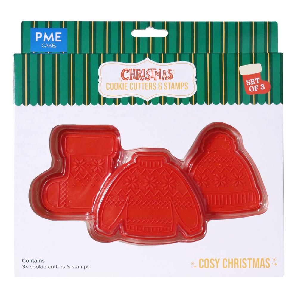 Pme Christmas Cookie Cutters & Stamps - Cozy Christmas (Set Of 3)