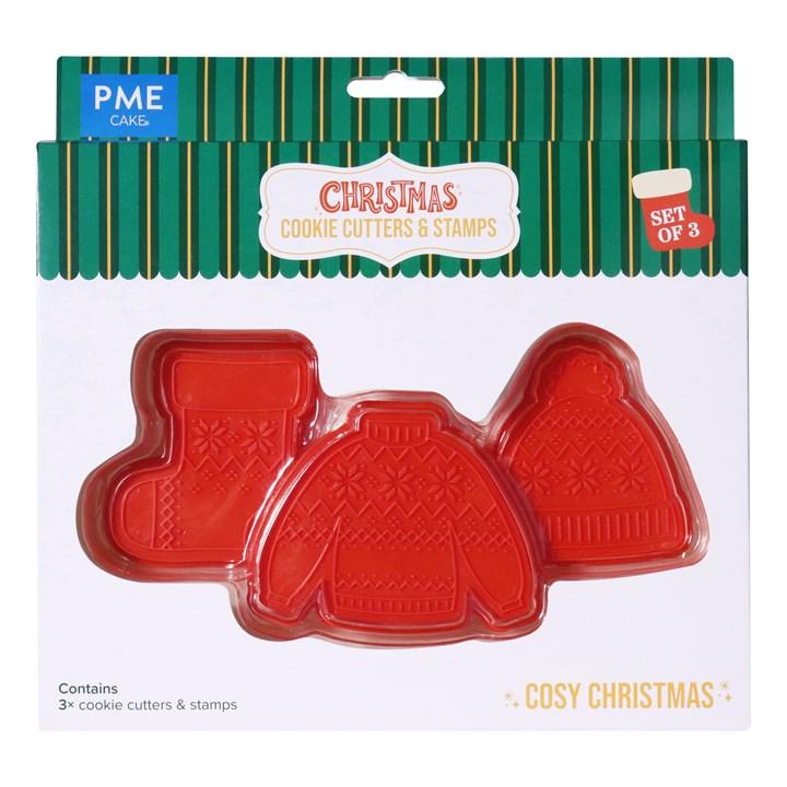 pme Christmas Cookie Cutters & Stamps - Cozy Christmas (Set of 3)