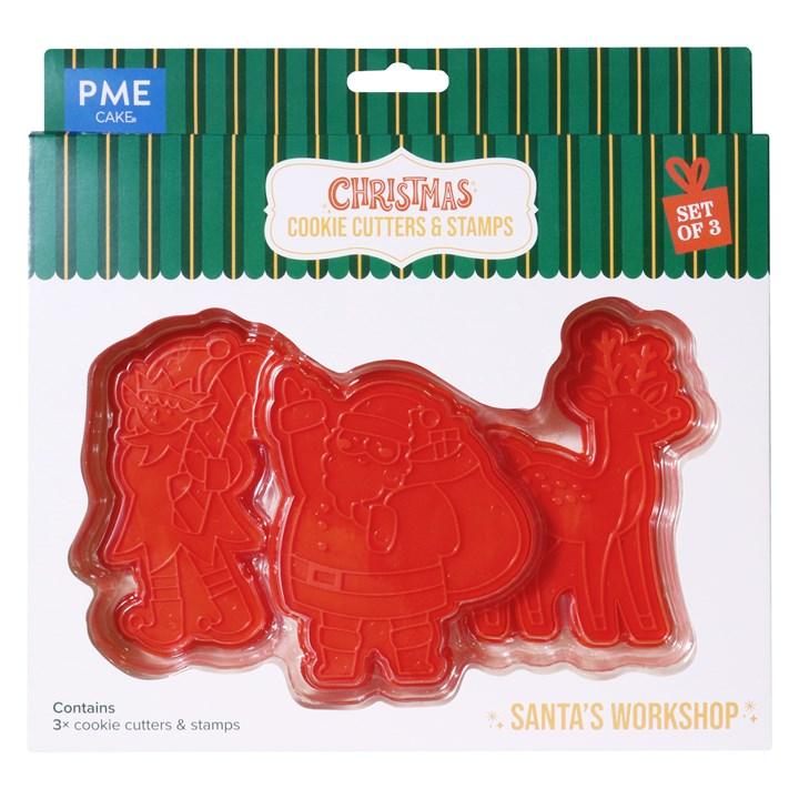 pme Christmas Cookie Cutters & Stamps - Santa's Workshop (Set of 3)