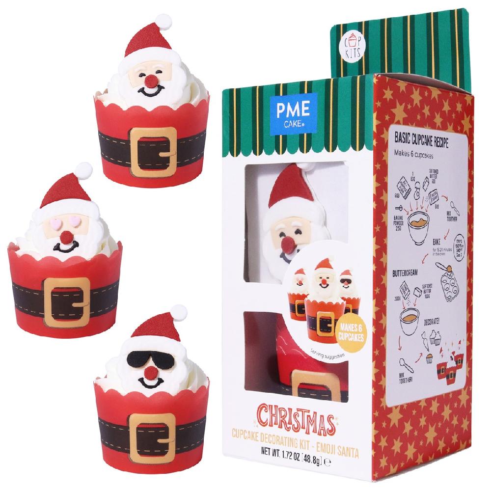 Pme Christmas Cupcake Decorating Kit - Emoji Santa (Set Of 6)