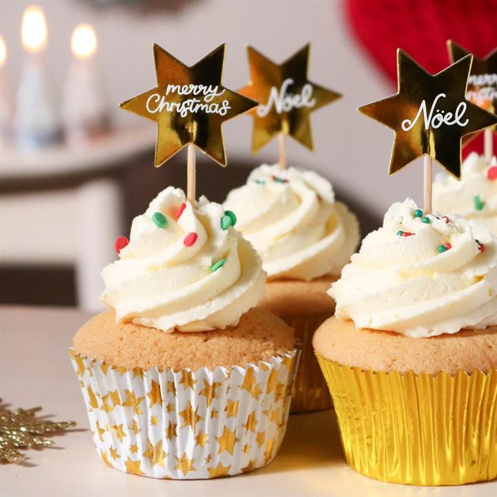 Pme Christmas Cupcake & Topper Set Of 24 - Golden Stars