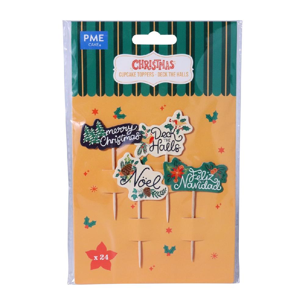 Pme Christmas Cupcake Toppers - Deck The Halls (Pack Of 24)