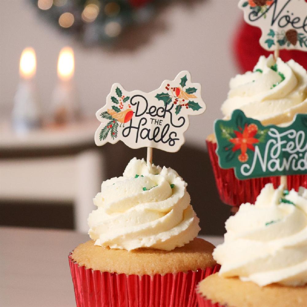 Pme Christmas Cupcake Toppers - Deck The Halls (Pack Of 24)