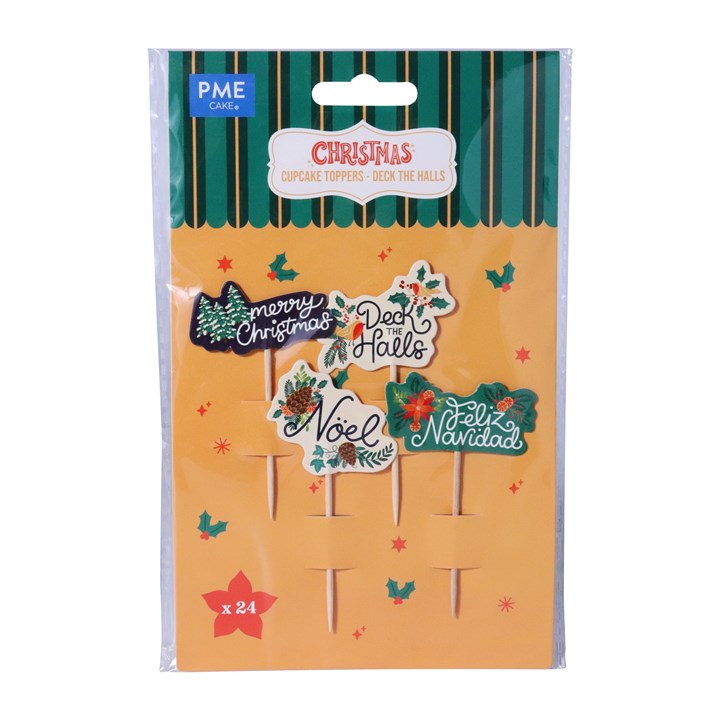 pme Christmas Cupcake Toppers - Deck the Halls (Pack of 24)