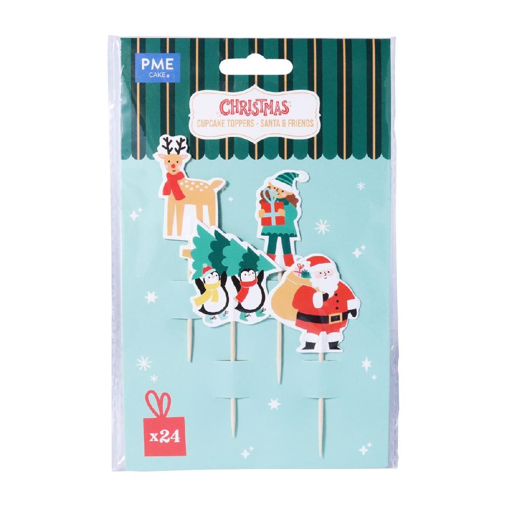 Pme Christmas Cupcake Toppers - Santa & Friends (Pack Of 24)