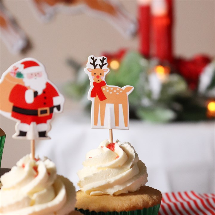 Pme Christmas Cupcake Toppers - Santa & Friends (Pack Of 24)