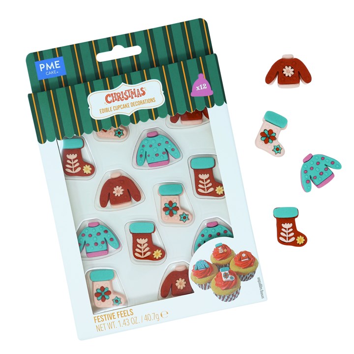 pme Christmas Edible Sugar Decorations - Festive Feels (Pack of 12)