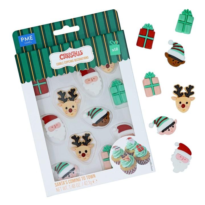 pme Christmas Edible Sugar Decorations - Santa's coming to town (Pack of 12)